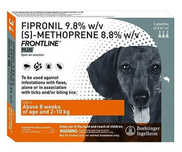 Boehringer Ingelheim: Frontline Plus Spot-On Flea & Tick Treatment For Small Dogs (2-10 kgs)  Small Dogs - 3 Pipettes